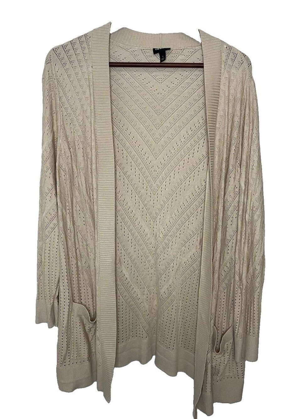 Torrid Plus 1X Tan Knit Long Sleeve Open Front Women's Cardigan Pocket Sweater